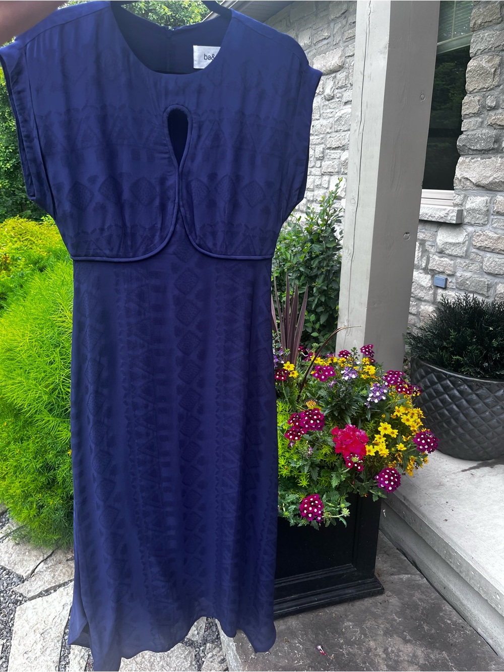 Ba&sh New INAIA Navy Keyhole Textured Dress Size S NWT